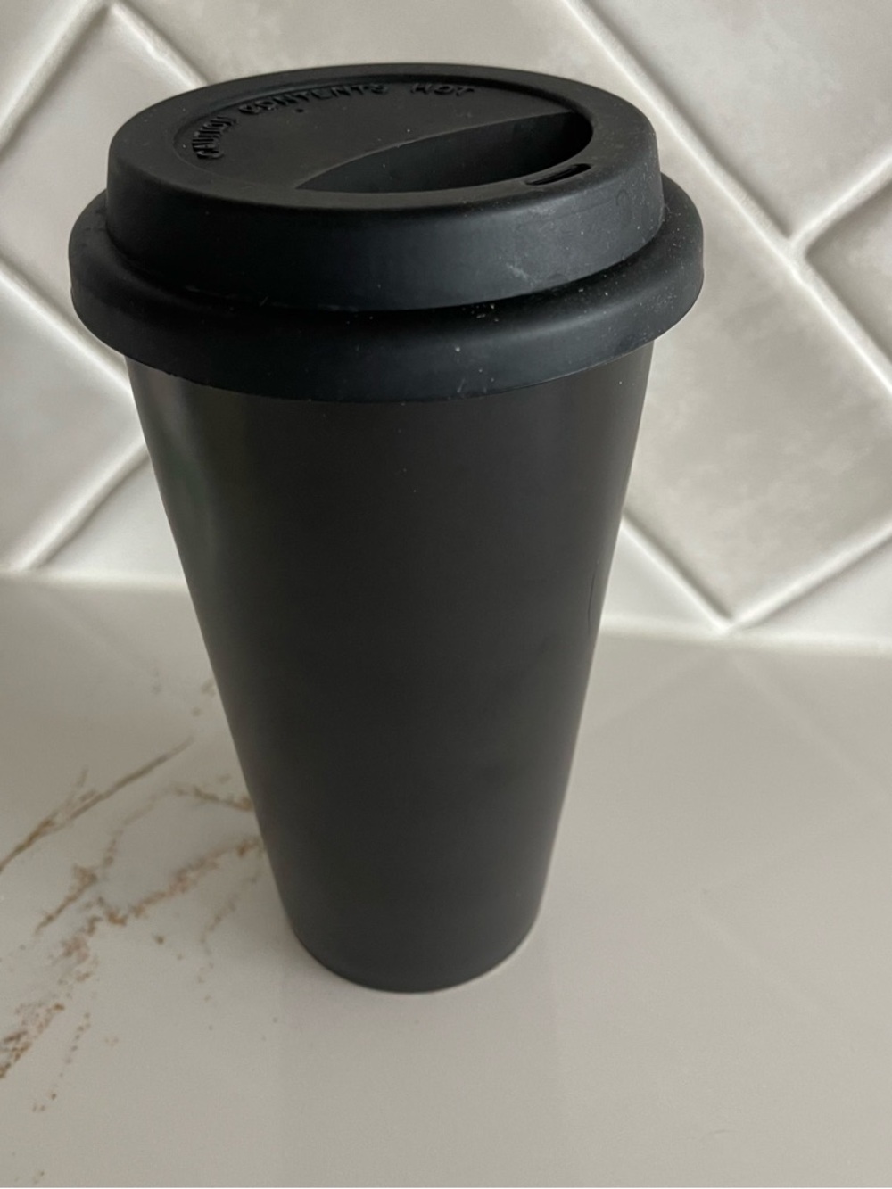 Authentic Saint Laurent Paris Black Travel Tumbler with Lid - Picture 2 of 5